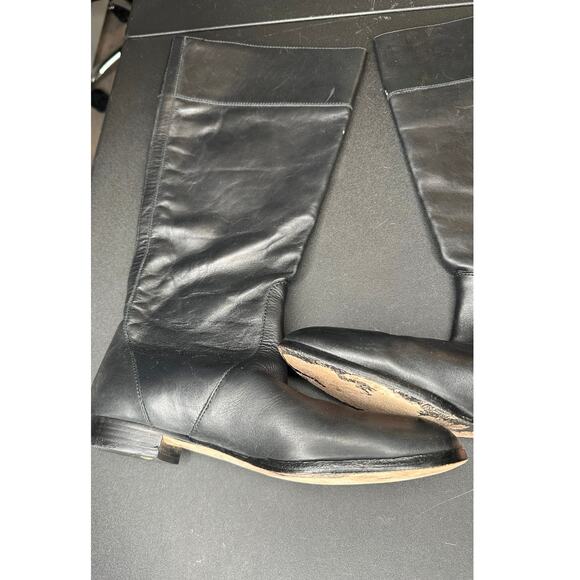 J.Crew Black Casual Basic Leather Almond Toe Knee High Boots Size 10 1/2 - Picture 3 of 10